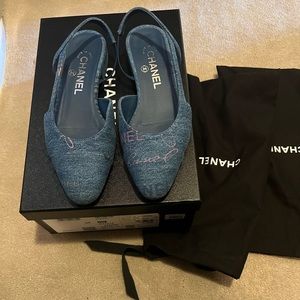 Chanel denim flats